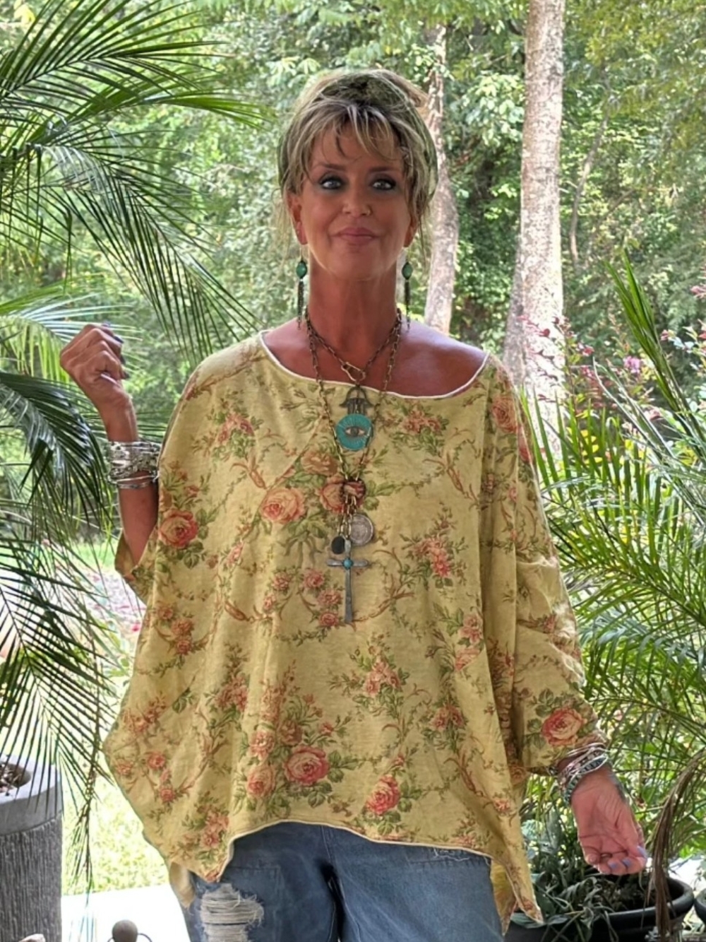 🔥BRAND BEW Be Free Top - Meadow Mist By Jaded Gypsy, Boho Floral Oversized Top